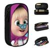 Cartoon Cute M-Masha And The Bear Pencil Case Creative Pen Bags for Student Large Storage Office Cosmetic Pencil Pouch
