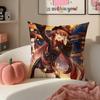 Game Genshin Hu Tao Cushion Cover Pillowcase Short Plush Invisible zipper Room Sofa Cushion Cover
