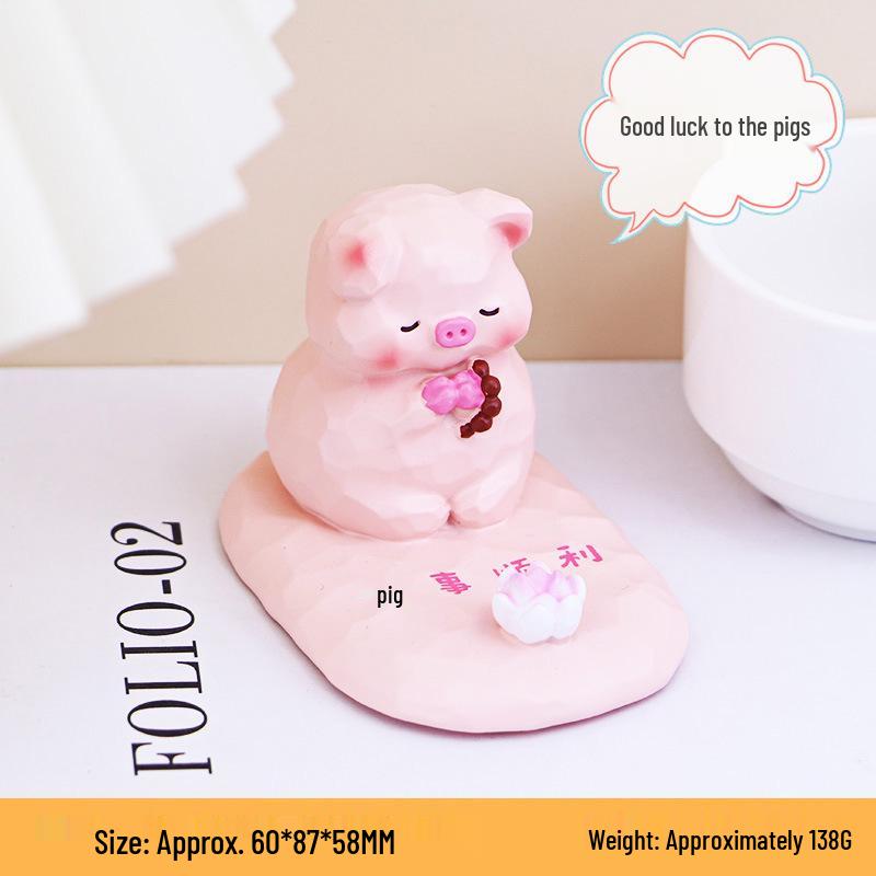 

Joyful Lotus Card Pi Bala Phone Holder: Creative Healing Desktop Ornament As shown