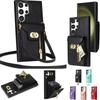 Crossbody Leather Case for Samsung Galaxy S25 S24 Ultra FE S23 Plus S21 FE S20 A14 A54 A13 A53 A52 Wallet Card Slot Phone Cover