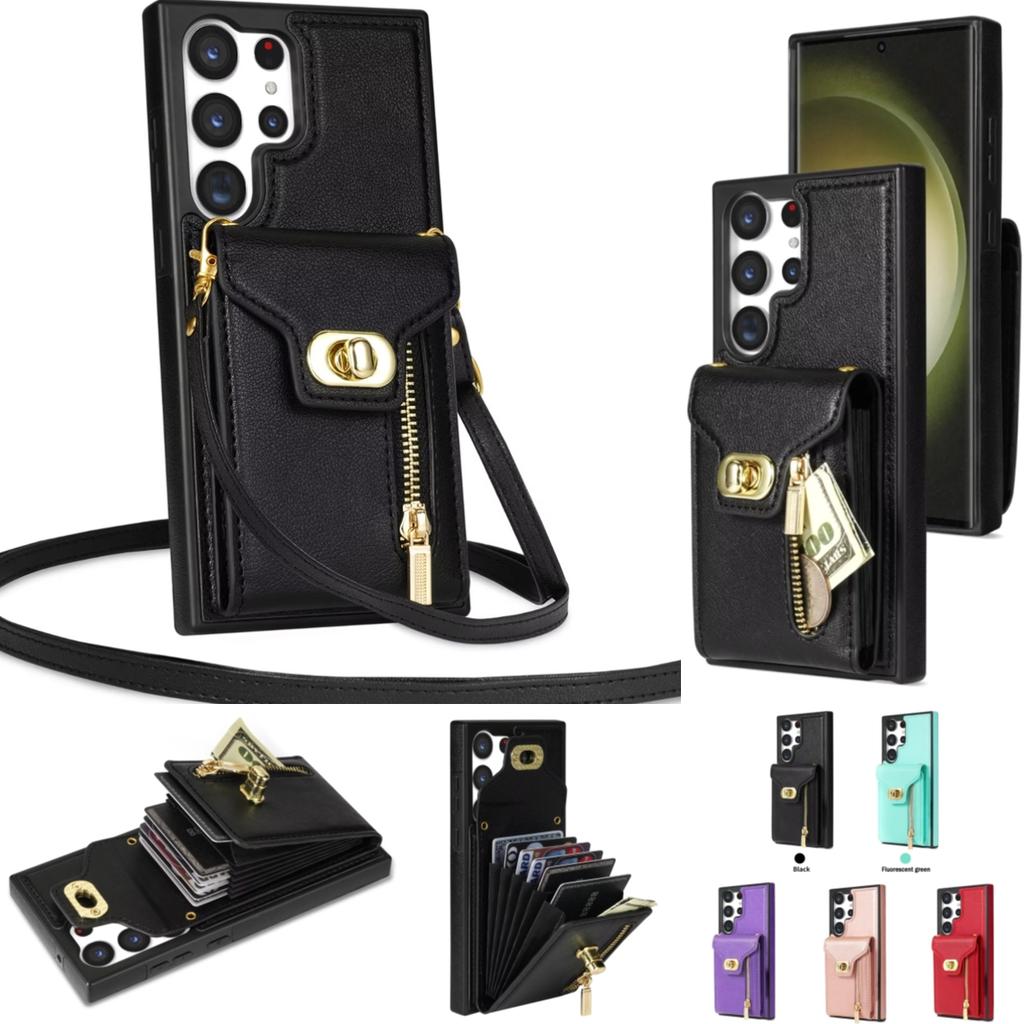 Crossbody Leather Case for Samsung Galaxy S25 S24 Ultra FE S23 Plus S21 FE S20 A14 A54 A13 A53 A52 Wallet Card Slot Phone Cover