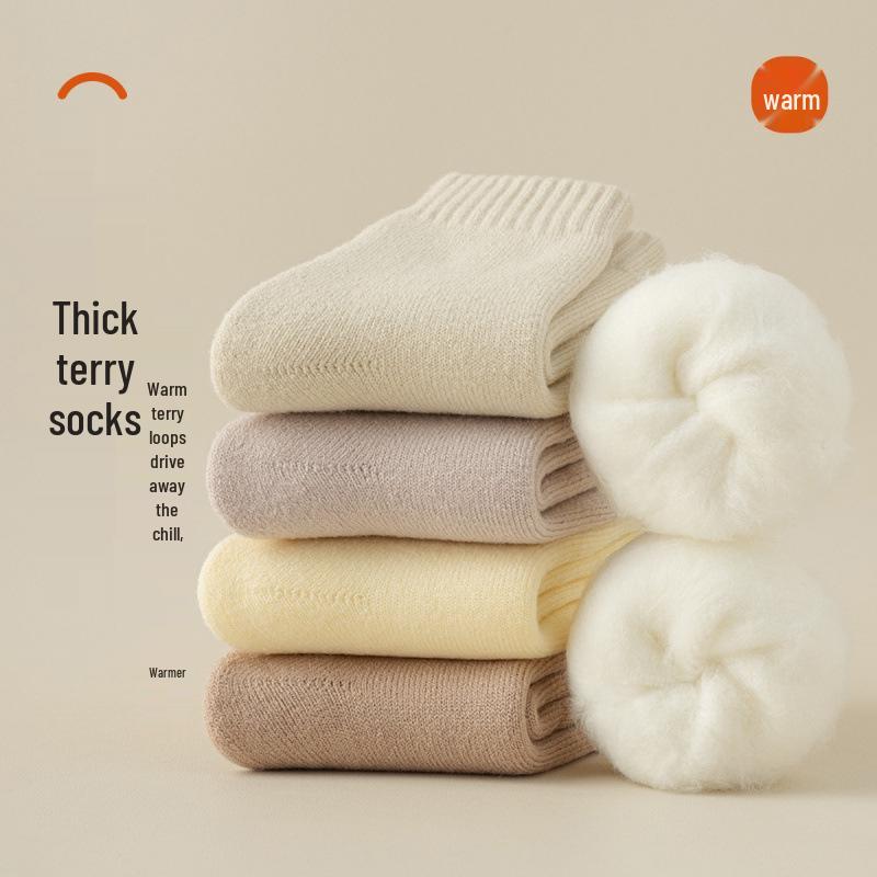 Women's Cashmere Mid-Calf Velvet-Enhanced Socks for Autumn and Winter