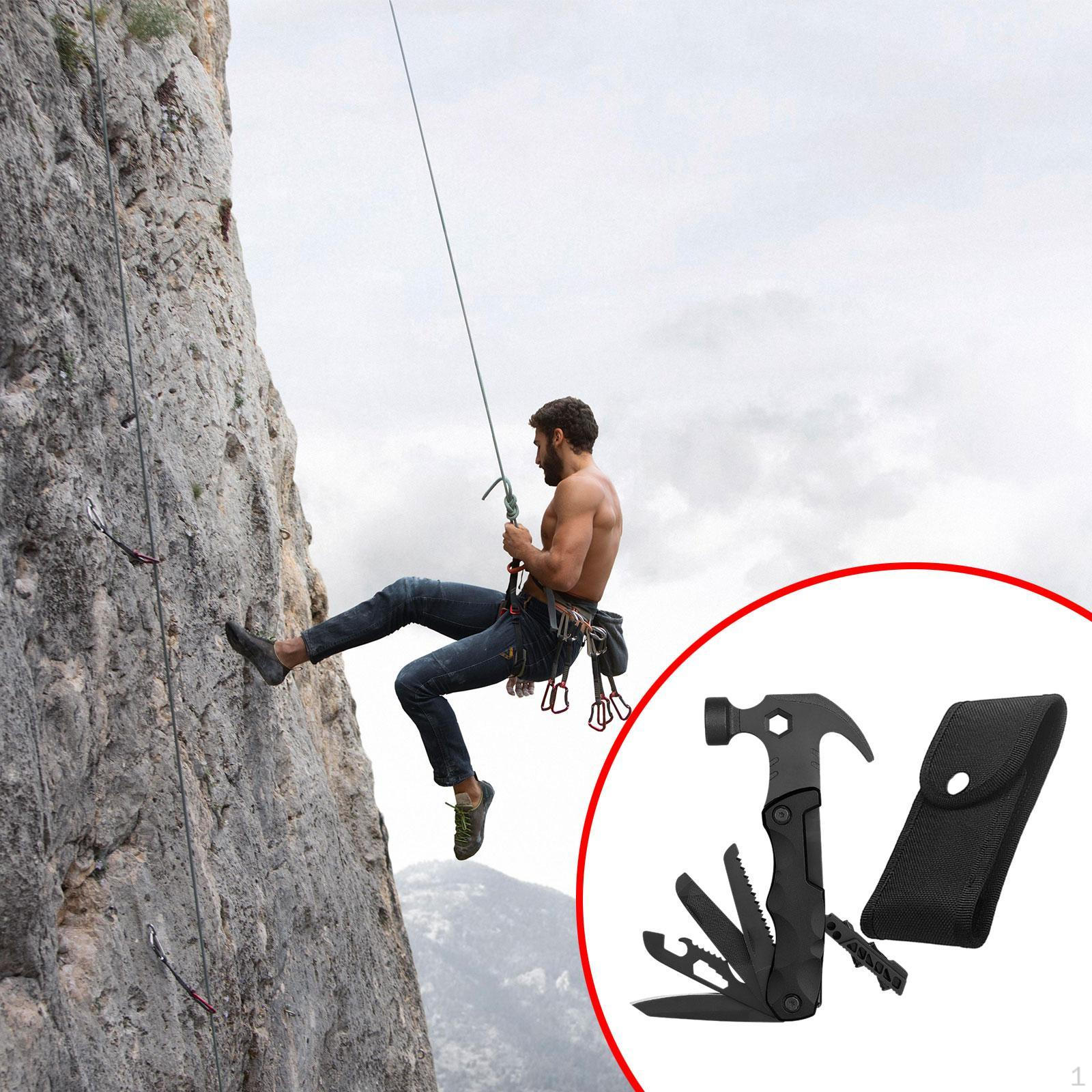 

Camping Claw Hammer Bottle Opener Sturdy Hand Tool for Climbing Yard Fishing Black чорний