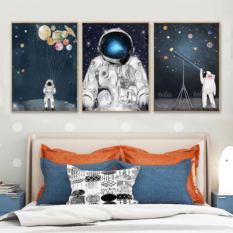 Kids Baby Nursery Room Decor Space Planet Art Print Canvas Painting Pictures for Wall Toile Decoration Murale Paintings Mural