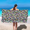 Neon Color Block Leopard Print Beach Towel Fashion Animal Leopard Print Soft Absorbent Quick Dry Beach Blanket for Vacation