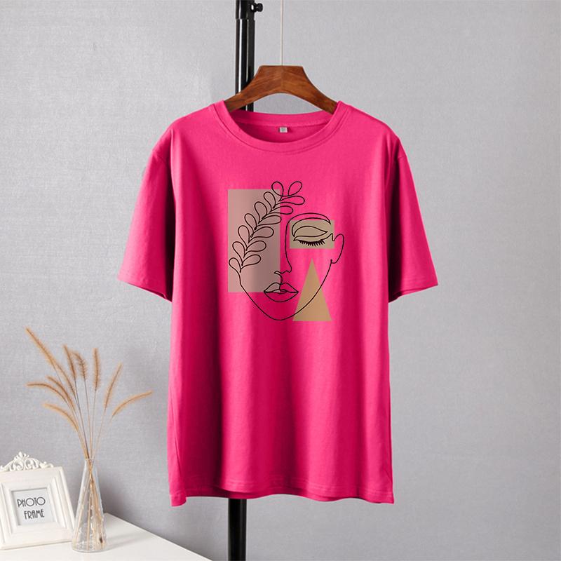 Shellsuning-Camiseta con estampado estético de gran tamaño para mujer, ropa de calle sencilla de manga corta a la moda, camisetas suaves, Tops artísticos básicos de algodón 100% para mujer