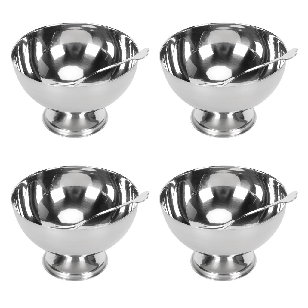 4Pcs Stainless Steel Dessert Bowl Multi Functional Drop Resistant Rustproof Ice Cream Cups with
