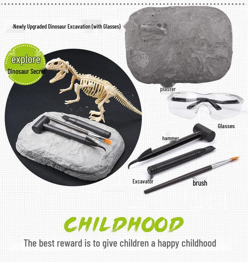 DIY Dinosaur Fossil Excavation Toy: Tyrannosaurus & Triceratops Skeleton Models for Kids