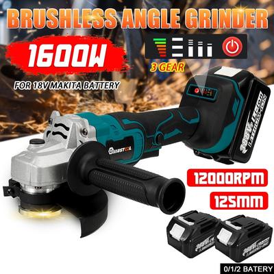 Meuleuse d'angle électrique sans fil, 1600W, 125mm, 388VF, Machine de découpe et de meulage, outils électriques rechargeables pour batterie 18V