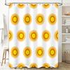 Sunburst Shower Curtain Sun Print Bath Decor with Hooks Set for Bathroom Decoration, Waterproof Fabric in Yellow and Orange (Whi