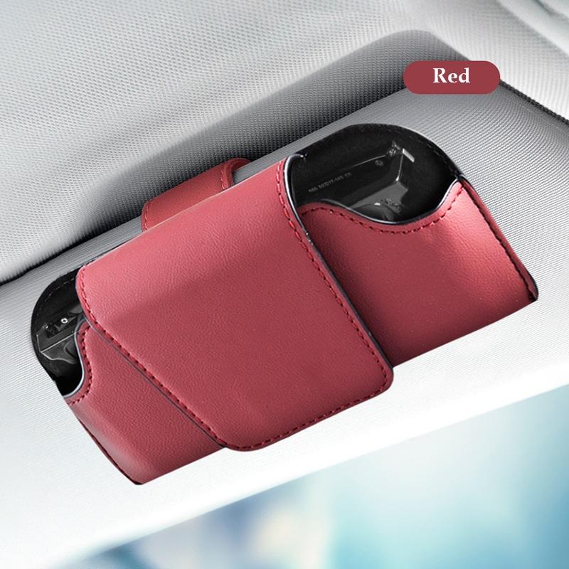 

Car Glasses Case Auto Sun Visor Suede Glasses Holder Sunglasses Clip Card Ticket Holder Universal Interior Accessories червоний