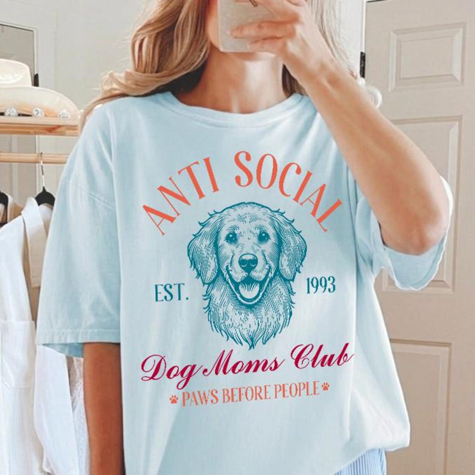 Comfort Colors® Vintage Antisocial Dog Moms Club Shirt -Funny Dog Mom Shirt,Vintage Dog Mom Tshirt,Funny Dog Mom Tee,Dog Mom Gifts S