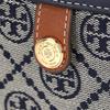 Tory Burch T Monogram Canvas Adjustable Detachable Shoulder Strap Button Closure Fabric Tote Bag Women Handbags Navy-Blue 165010-405