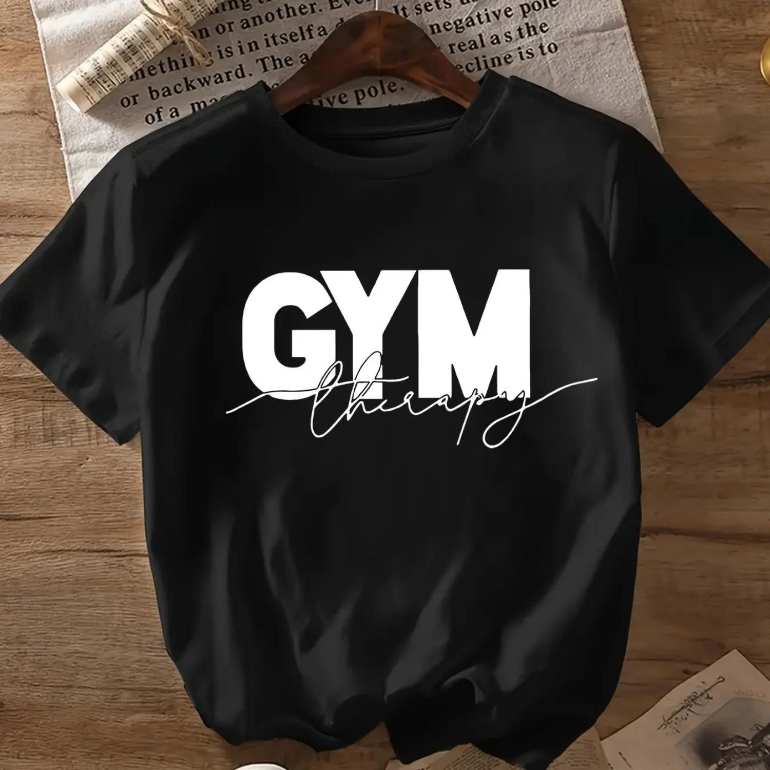 Gym Cotton TShirt Retro Casual Sporty Black Men Fitness Muscle Tee Athletic Workout Graphic Shirt S чёрный