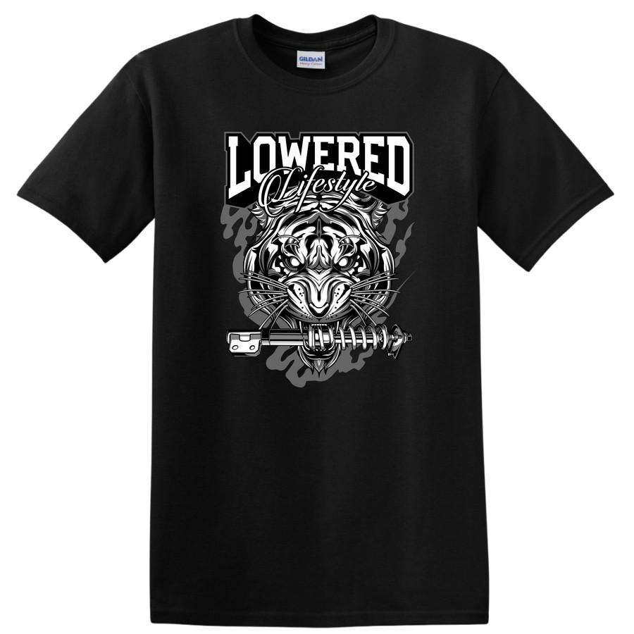 Tiger Graphic Lowered Lifestyle Muscle Car T Shirt Cool Tee for Car Lovers M