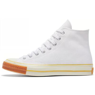 1970s Chuck Pop Toe Round Head Lace-up High-top Canvas Shoes Unisex White