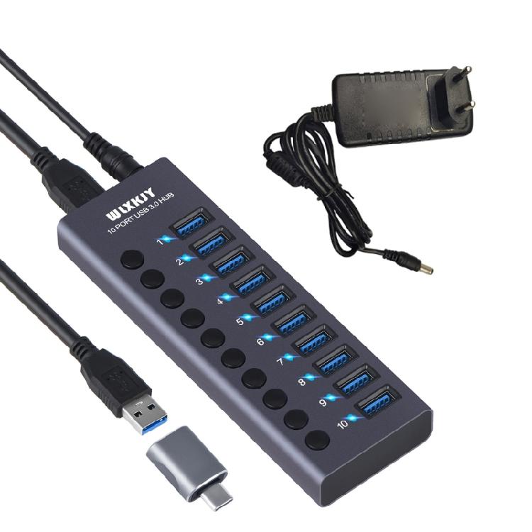 10-портовый USB-хаб с питанием, концентратор данных с 10 портами USB 3.0 для мобильного жесткого диска, ноутбука
