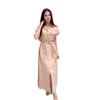 2025 Summer Women's Slimming Tie Waist Dress with Multi-button Design