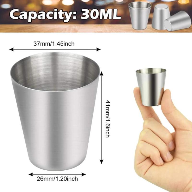 4Pcs/Set Stainless Steel Glass Set Outdoor Small Glasses Set Travel Picnic Cup Set 30/70/170Ml
