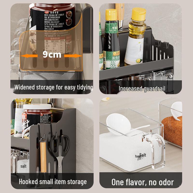 Multifunctional Kitchen Seasoning Rack: Multi-layer Storage for Seasonings, Knives, and Chopsticks