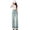 Women's Light High-Waist Wide-Leg Jeans - 2024 Versatile, Slimming, Petite Fit, Straight and Loose Long Pants