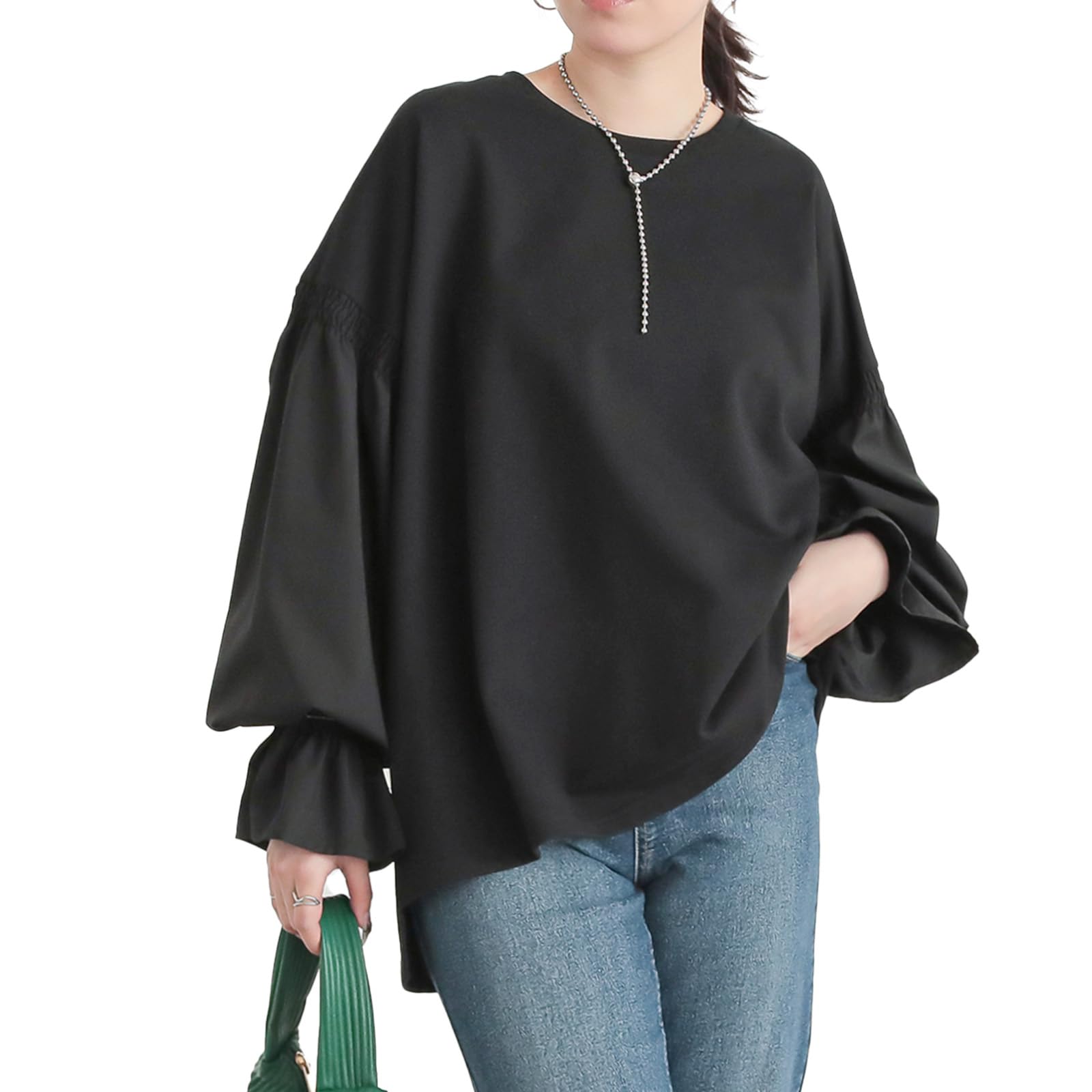 

Oshare Walker Candy Sleeve Pullover Crew Long Loose Plus Sizes Perfect for or Any Product 11tn09b n OrLABEL [Multi-Material Sweatshirt] Women s чёрный