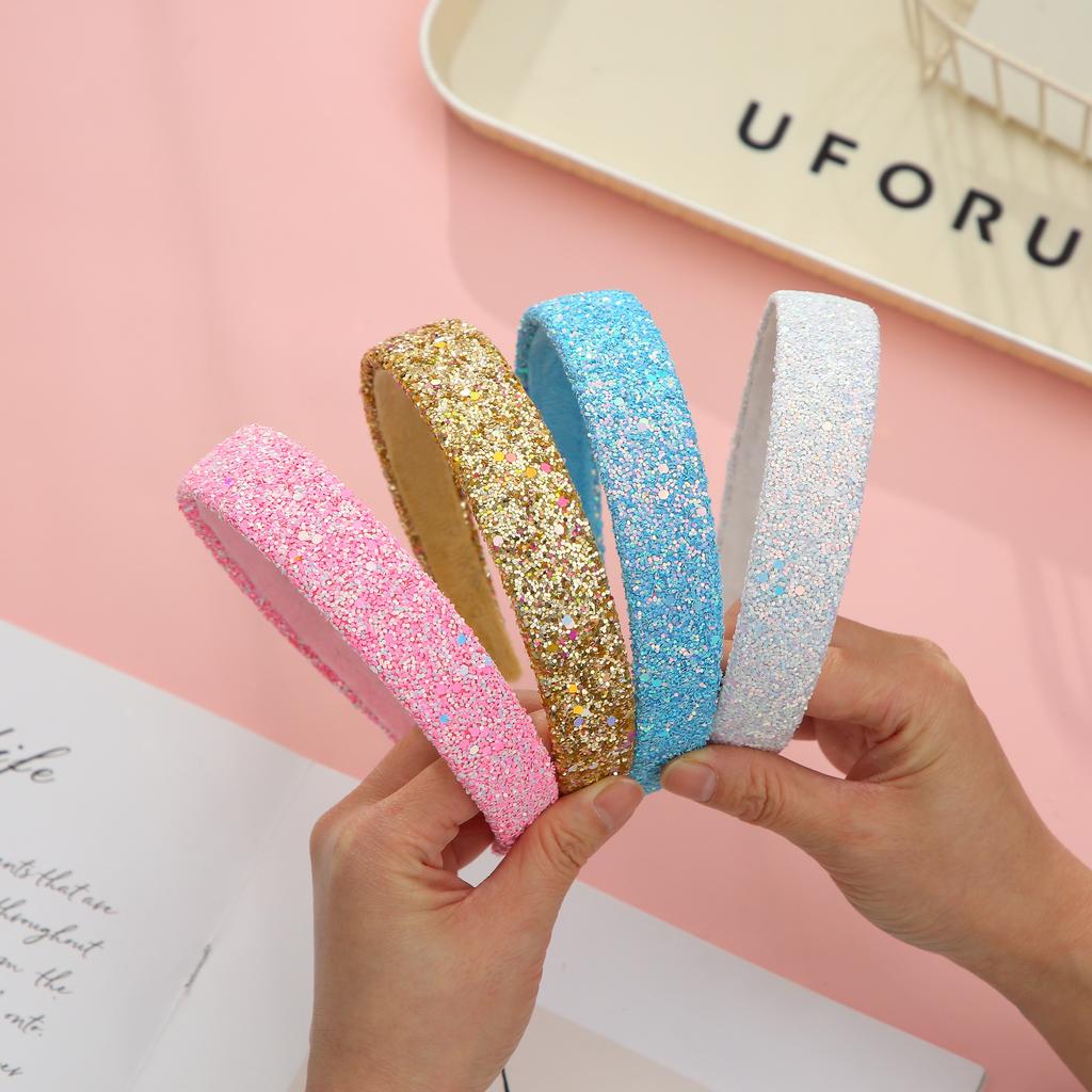 Glitzernde Stirnbänder für Kinder, Haarschmuck für kleine Mädchen, Süßes Stirnband für Kinder, Dickes Glitzer-Kinderhaarband