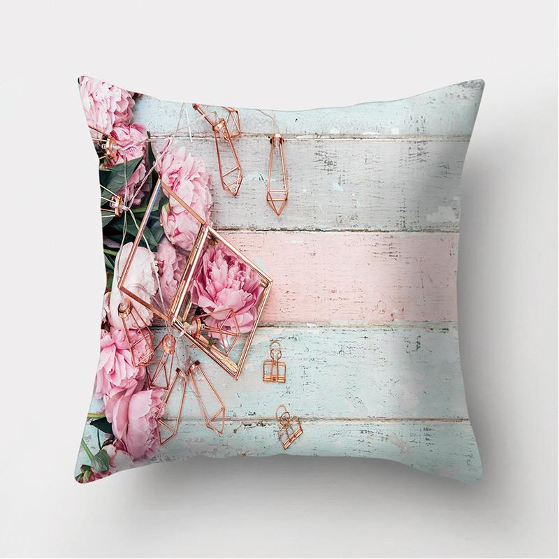 Pink Love Rose Floral Pattern Decoration Cushion Pillowcase Sofa Bedroom Home Selection Decoration Cushion Throw Pillow