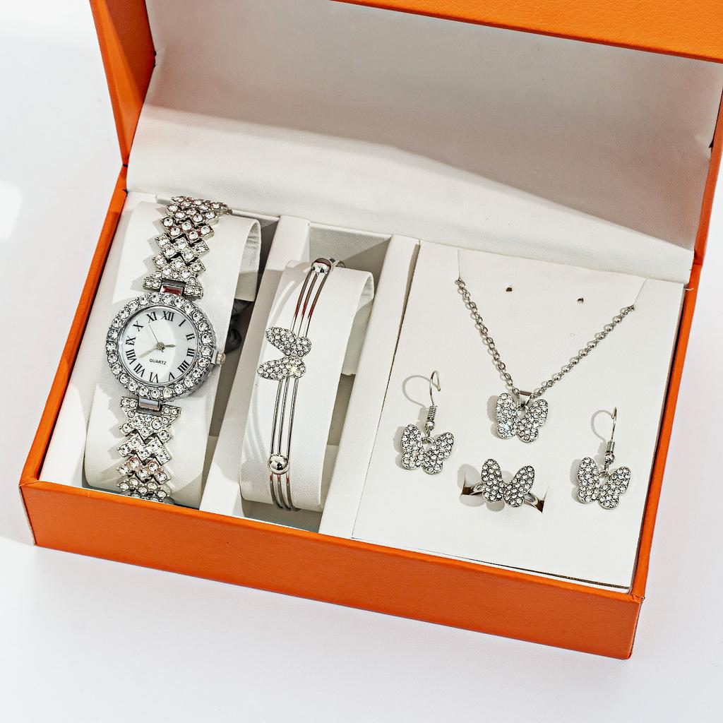 Romersk Diamantarmbandsur, Trendigt Kvartsarmbandsur Fullt med Diamanter