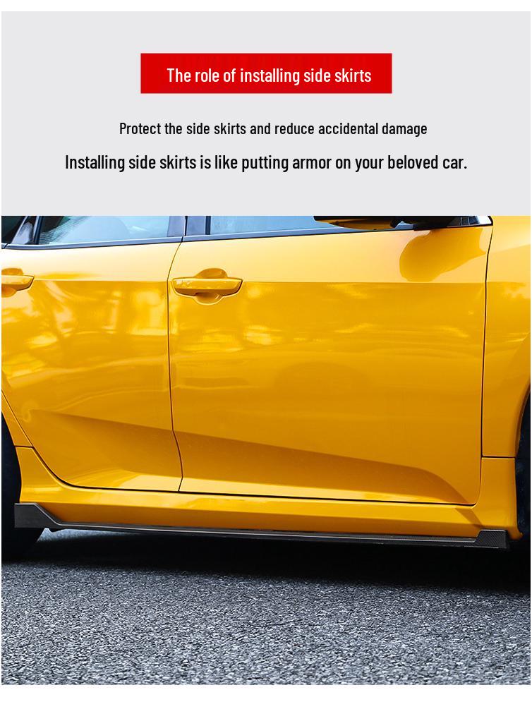 Boční prahy ve stylu karbonových vláken pro Honda Civic Sport 2016-2019 (10. generace) - Lesklá černá