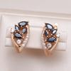 New Natural Black White Zircon Drop Earrings For Women Fashion Rose Gold Earrings Luxury Vintage Wedding Jewelry
