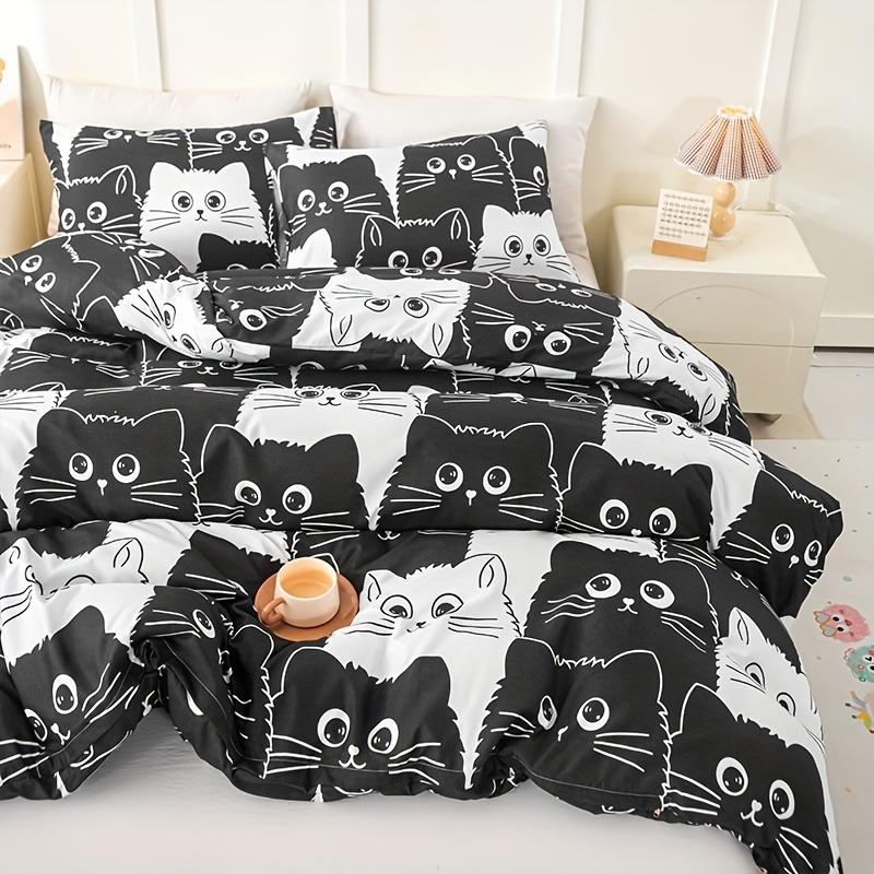 Cute Cartoon Printed Duvet Cover Set Soft Microfiber Bedding Set Single Double King Size Home Bedroom Decor