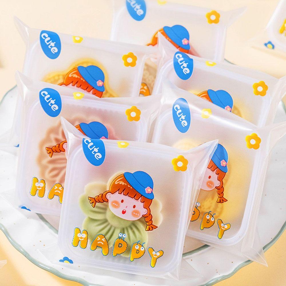 100Pcs/Pack Transparent Mid-Autumn Festival Biscuit Bag Self Sealing Moon Star Pattern Snack Gift Bags Food Grade Self-Adhesive
