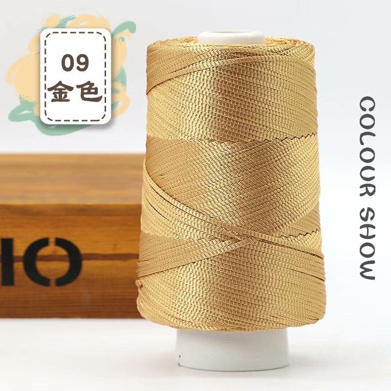 1Pcs 220gSilky Cotton Linen Thread, Hollow Shiny Silk Thread, Flat Ribbon Thread, Bucket Yarn, Hook Hat, Slippers DIY