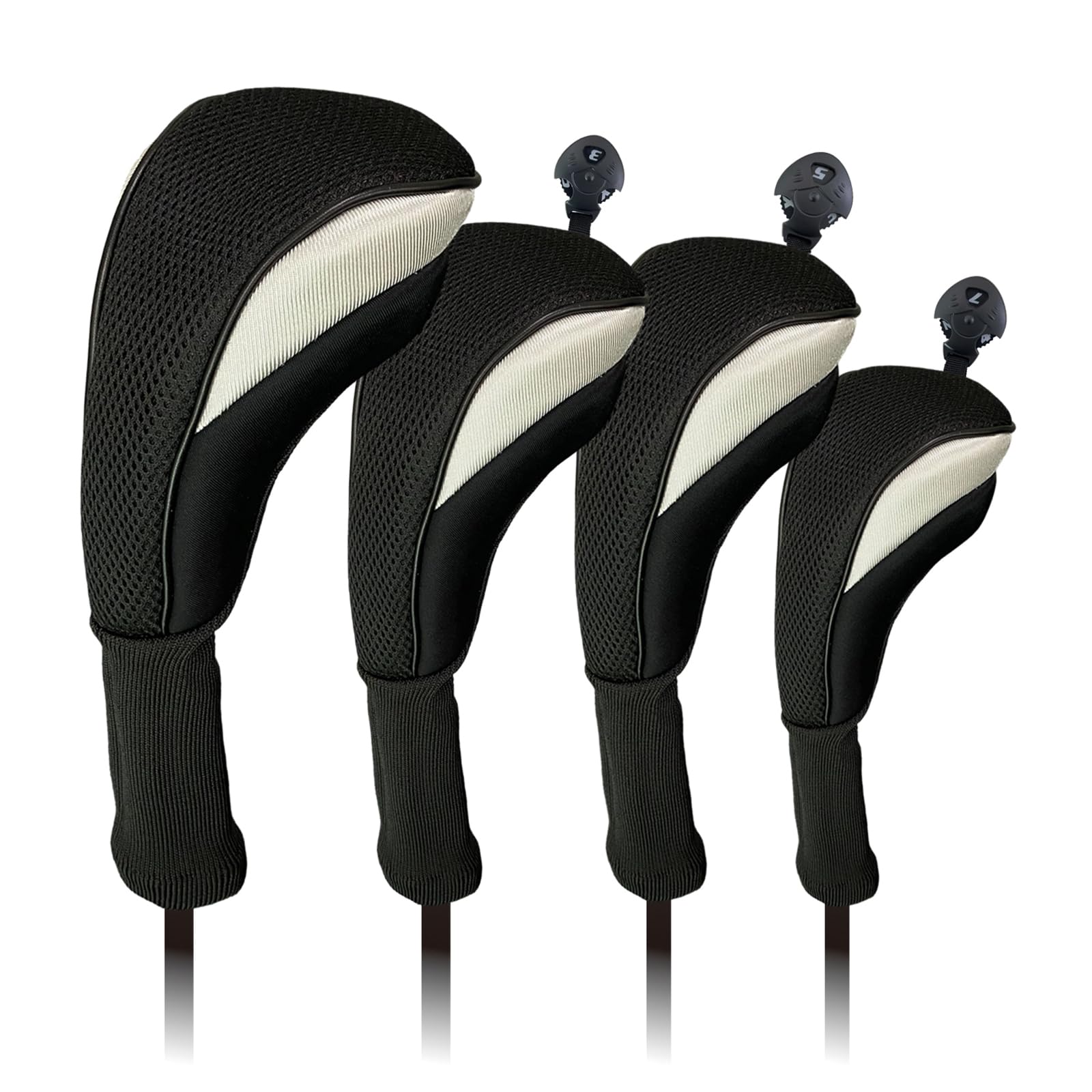 

Head Cover Set Driver Utility Fairway Wood DR FW UT Cover Net 4 Piece Set 7 Colors with Rotating Count Piece Set FW x (4 (DR, 2, UT), Black)
