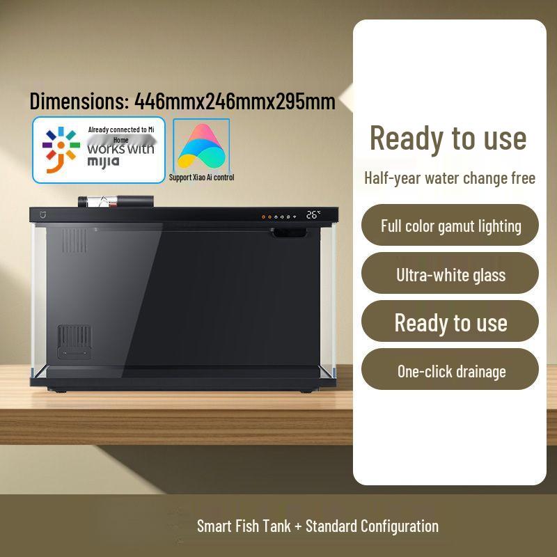 

Smart Eco-Aquarium with Filtration - Compact Ultra-White Glass for Stylish Living Rooms 446*246*295mm