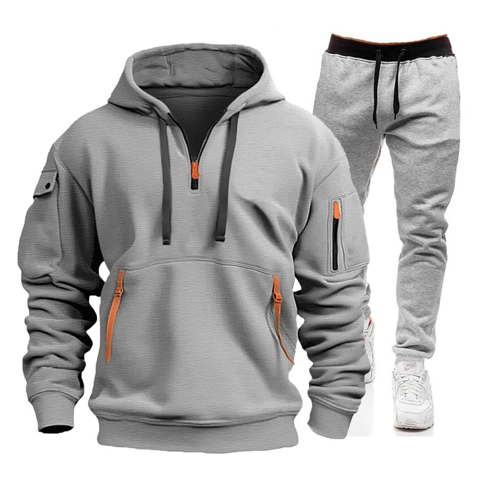 Men's 2024 Spring & Autumn Sports Zip Hoodie Sweatshirt & Sweatpants Set