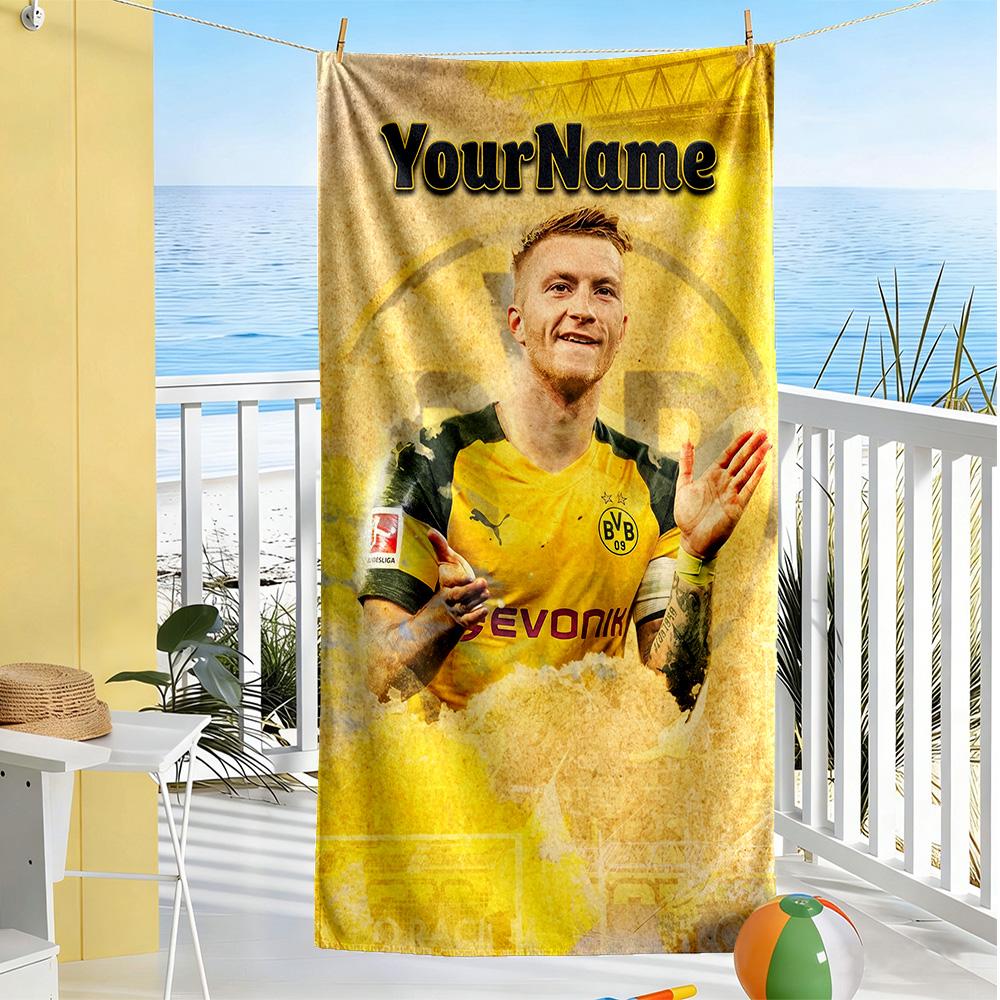 Borussia Dortmund Customize Your Name Beach Towel Super Soft Microfiber Quickdry Fabric