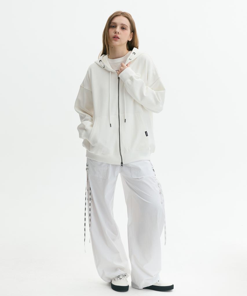 Keuleogsi Side Lace-Up Wide Pants Cloud White