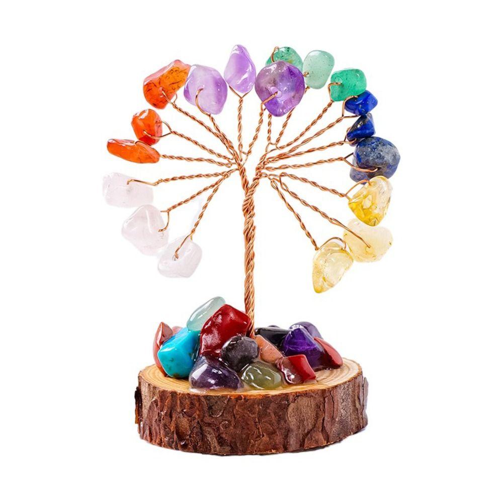 Positive Energy Mini Crystal Trees Copper Wire Fortune Tree Figurine Crystal Wishing Tree  Desk