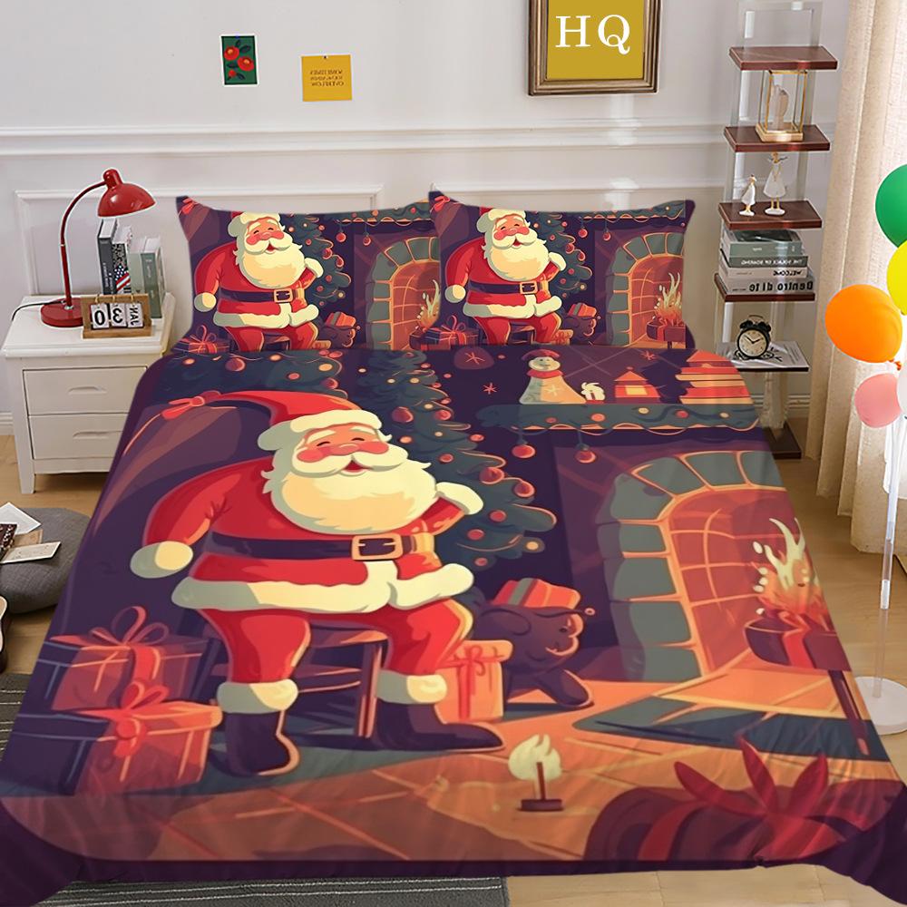 Weihnachtselch 3D-gedruckter Polyester-Kissenbezug Bettbezug Zweiteiliges oder Dreiteiliges Set erhältlich