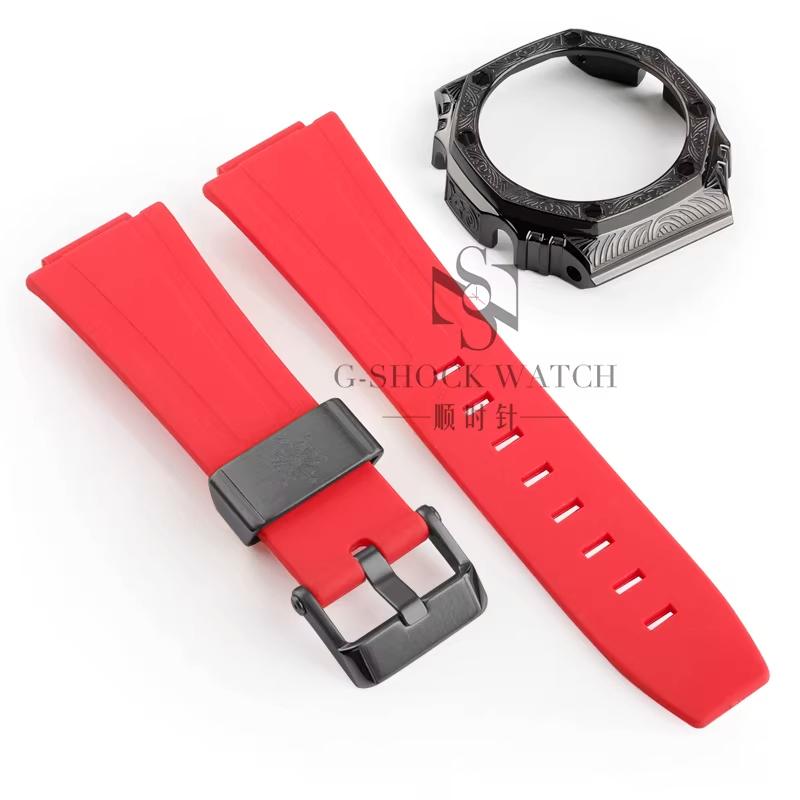 GA2100 Para Casio Carvalho de Fazenda Escultura Caixa de Metal Pulseira de Resina GA2100/2110 Escultura Modificada GM2100 GBM2100 Caixa Acessórios de Relógio