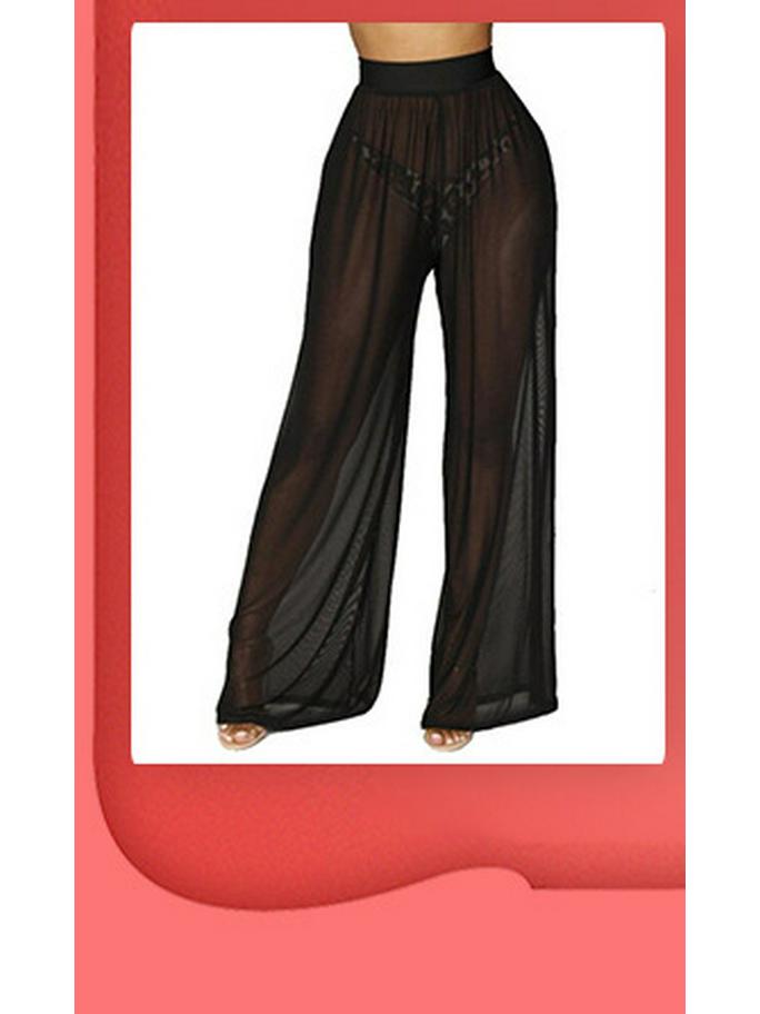 Sexy durchsichtige Netz Schlaghose Sommerhose - Damen Casual Heißfolienprägung Design