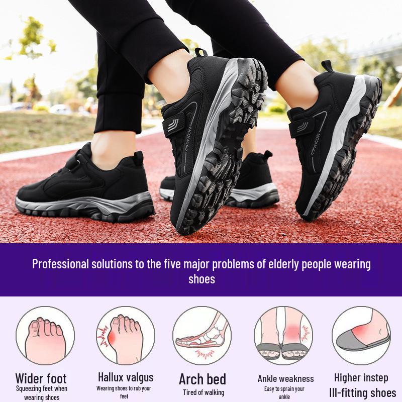 Scarpe da passeggio unisex con velcro Primavera 2026 per mezza età e anziani - Stile casual di coppia