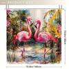 1PC Vintage Two Pink Flamingos Shower Curtain,  Durable Polyester, Easy Clean, for Bathroom & Window Decor