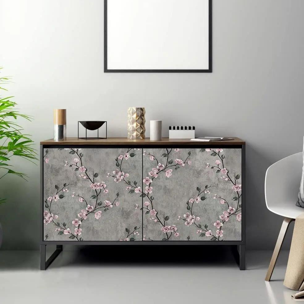 Retro Grüne Pflaumenblüte Tapete Blume Abziehbar und Aufklebbar Wandpapier Wasserdicht Abnehmbar Kontaktpapier Wohnzimmer Schlafzimmer Dekoration