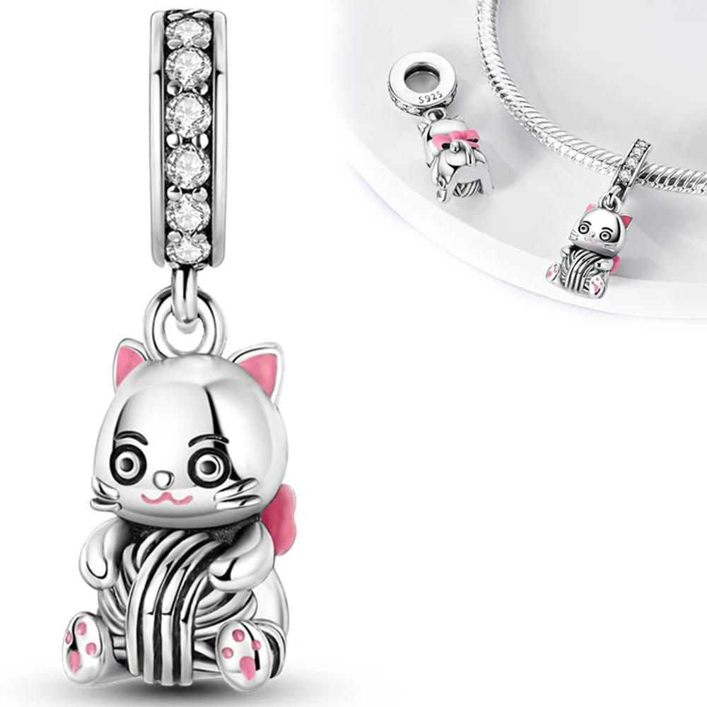 Copper Cute Animal Pet Series Cat Burger Love Fit Original Bracelet Women'S Charms For Jewelry Making Gifts