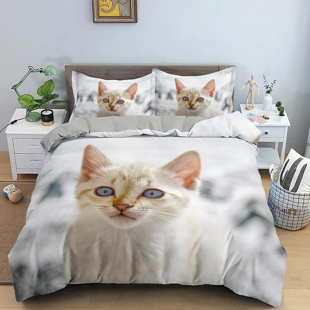 Cat Duvet Cover Cute Animals Bedding Set Creative Pattern Comforter Covers With Pillowcase Single Double King Size Home Textile