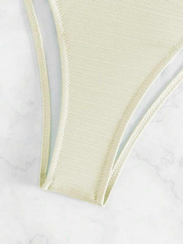 2024 Sexy einfarbiger Neckholder-Bikini mit Kettendetails - Europäische & Amerikanische Damen-Bademode