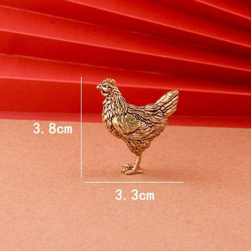 Miniature Antique Elegant Brass Rooster Figurines Feng Shui Ornament Copper Zodiac Animal Mini Desktop Crafts Home Decor Gifts